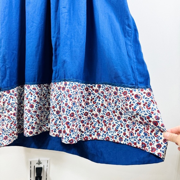 MATTA 100% cotton beautiful blue quilted midi dress NWT - Picture 9 of 15